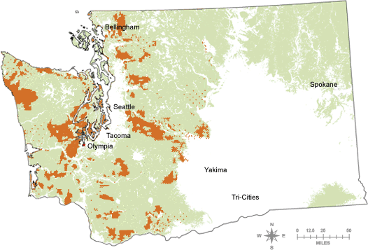 Map of Habitat Conservation Plans set up by State and Private Forest Landowners in Washington State